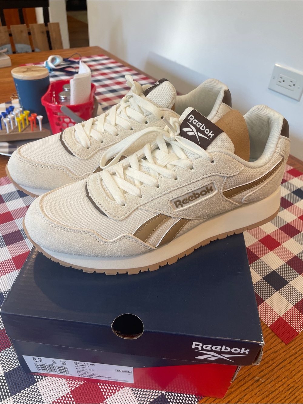 Reebok Off-White & Tan Retro Runner